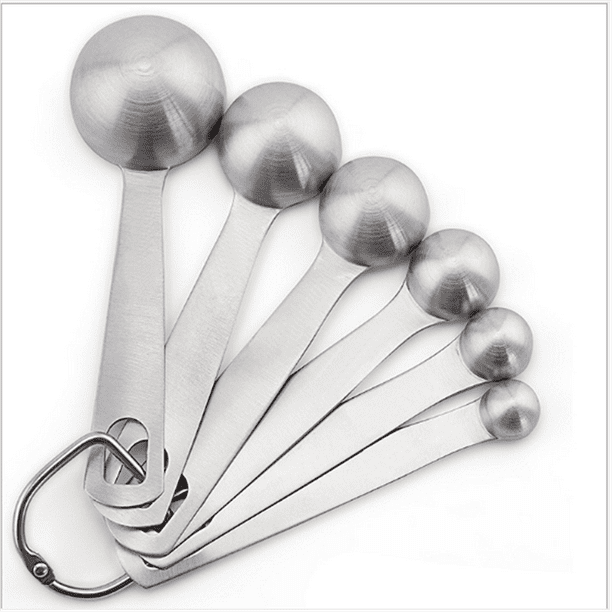 Measuring Spoons Set Of 6 Pieces 430 Stainless Steel Measuring Spoon With D Ring Holder 0543