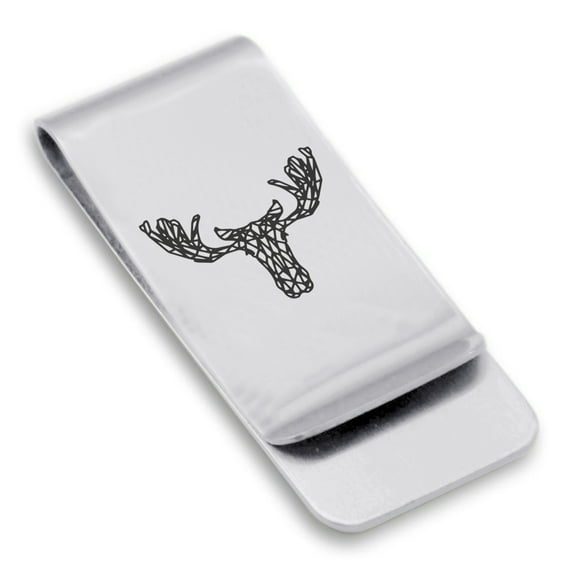 Stainless Steel Geometric Polygon Moose Animal Classic Slim Money Clip Credit Card Holder