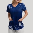 thumbnail image 6 of COMVALUE Scrub Tops Women Short Sleeve Plus Size V Neck Fun Printed Scrubs Top Medical Nursing Uniforms with Pockets (Dark Blue, S), 6 of 7