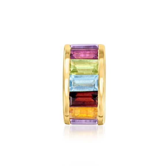 Ross-Simons 1.70 ct. t.w. Baguette Multi-Gemstone Bead Charm in 18kt Gold Over Sterling, Women's, Adult