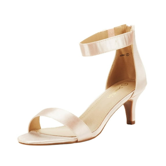 Dream Pairs Women's Fashion Ankle Strap Stilettos Low Heel Open Toe Sandals Party Dress Shoes FIONA CHAMPAGNE Size 6.5
