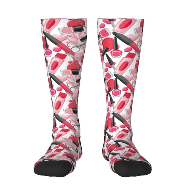 Fotbe Makeup Calcetas Divertidas Estampadas para Hombre y Mujer, Calcetas de Algodón hasta la Rodilla para Caminar, Correr, Enfermería y Embarazo