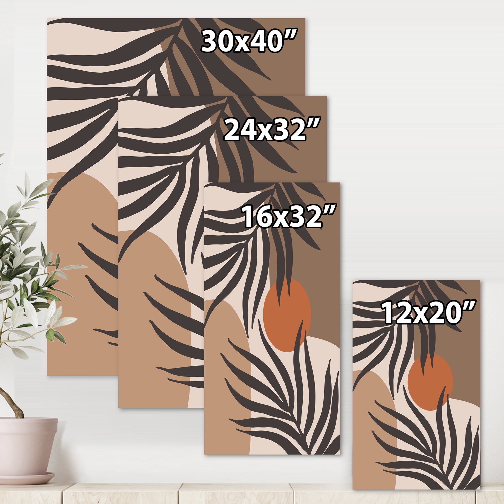Sun and Moon Shapes In Retro Terracotta Tones III 30 in x 40 in Painting Canvas Art Print, by Designart