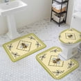 thumbnail image 2 of Sunflower Bee Bathroom Rugs Set Vintage Daisy Flower Green Border Non Slip Absorbent Soft Bath Mats 3 Piece Set with Bathroom Rug, U-Shaped Floor Mat, Toilet Seat Cover Small Size, 2 of 9