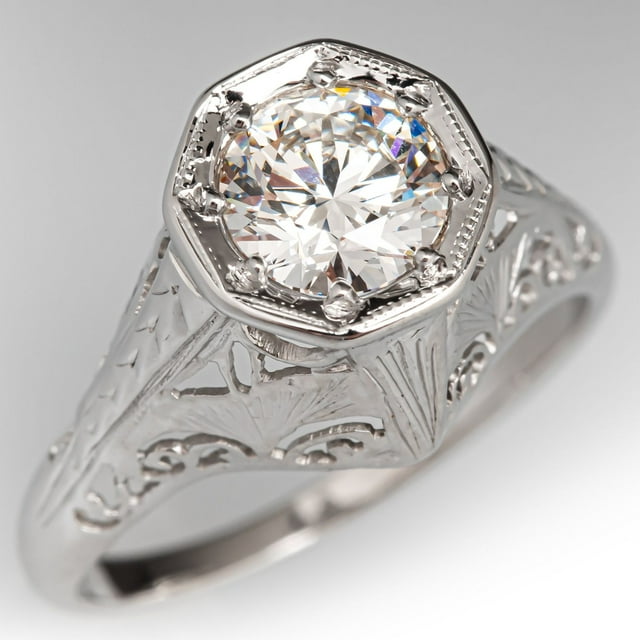 Round Moissanite Wedding Ring Solid Silver Ring Solitaire Moissanite Engagement Ring April Birthstone Ring