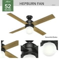 thumbnail image 4 of Hunter 52 inch Indoor Ceiling Fan with LED Light - Black Ceiling Fan for Bedroom, Living Room, or Kitchen, Standard Mount, Wall Control, 4 Blades, Includes Bulb - Hepburn 59321, Matte Black, 4 of 16