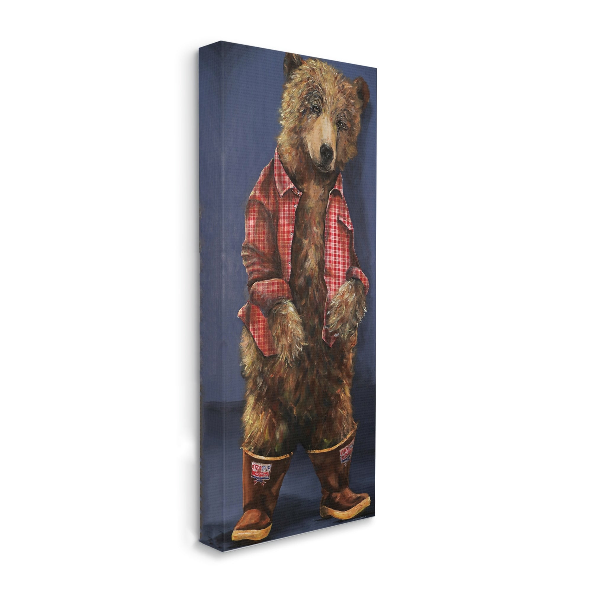 Stupell Industries Forest Brown Bear Rainboots Flannel Shirt Rustic Animal, 20 x 48, Design by Kamdon Kreations