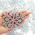 thumbnail image 6 of 36 Pcs Silver Glitter Snowflake Ornaments Various Size Plastic Christmas Tree Decorations with Rope for Winter Wonderland Window Door Accessories, 6 of 8