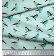 thumbnail image 2 of Soimoi Green Cotton Duck Fabric Artistic Bird Print Fabric by the Yard 58 Inch Wide, 2 of 3
