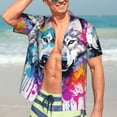 thumbnail image 3 of Haiem Cool Colorful Wolf Printed Hawaiian Shirt for Men - Men’s Casual Beach Summer Shirts - Stretch Fabric with Modern Fit-XX-Large, 3 of 7