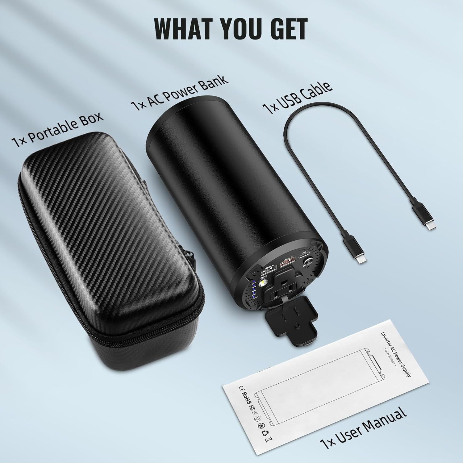 PADJYYUSZ Portable Laptop Charger with AC Outlet/98Wh/27000mAh/Fast Charging. Black