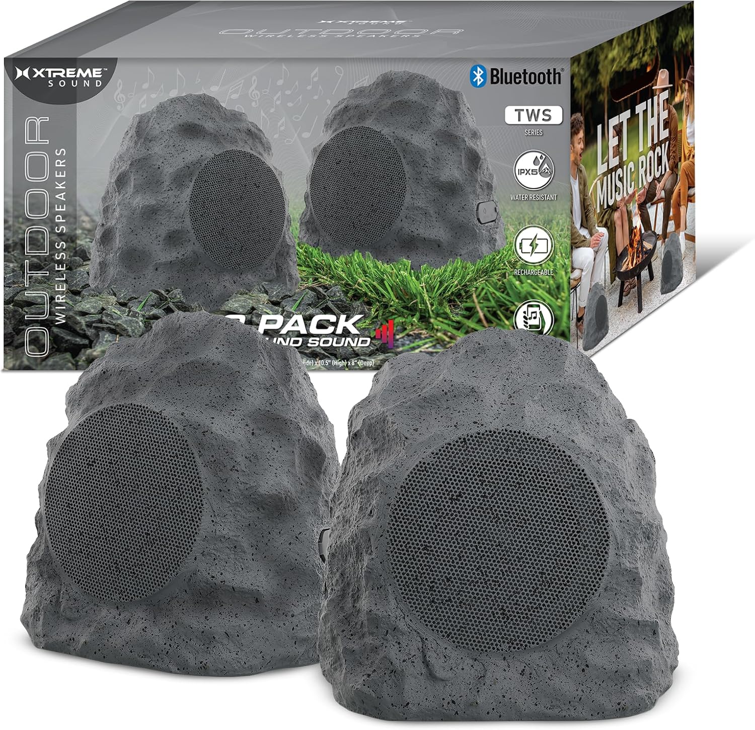 Xtreme Outdoor Bluetooth Rock Speakers, 2-Pack, Camouflage
