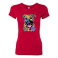 thumbnail image 2 of Don't Judge My Pitbull I Won't Judge Your Kids Funny Dog Lover Womens Slim Fit Junior Tee, Red, X-Large, 2 of 3
