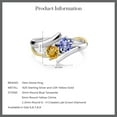 thumbnail image 5 of Gem Stone King 1.21 Ct Round Blue Tanzanite Yellow Citrine 925 Silver and 10K Yellow Gold Lab Grown Diamond Two Stone Crossover Ring (Size 9), 5 of 5