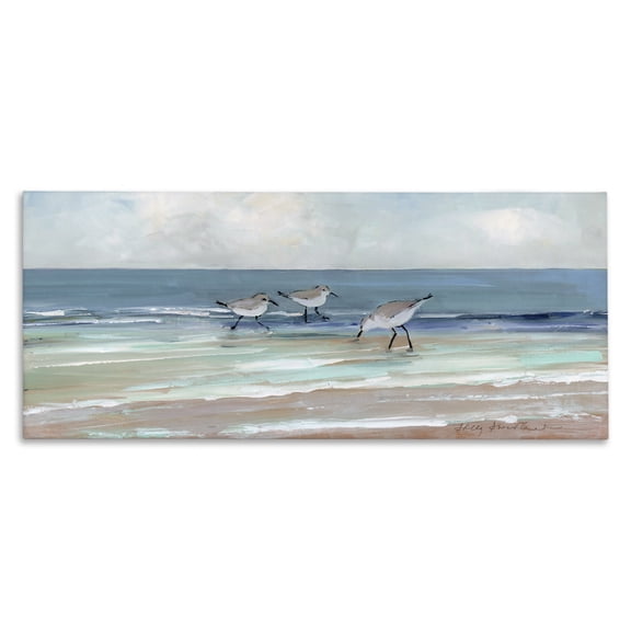 Stupell Industries Coastal Panoramic Sandpipers on Shoreline Canvas Art, 24 x 10, by Sally Swatland