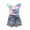 Blue, variant on Mercatoo Toddler Baby Girls Outfits Straped Ruffled Off Shoulder Crop Tops Ripped Denim Shorts Summer Clothes Set