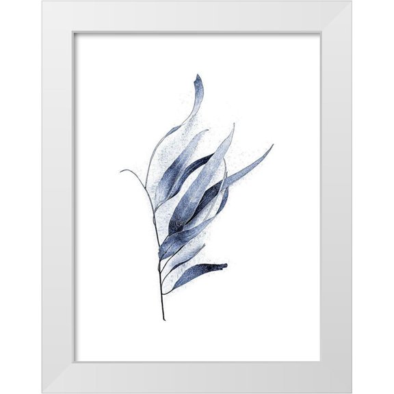 Urban Epiphany 12x14 White Modern Wood Framed Museum Art Print Titled - Gum Leaves Navy