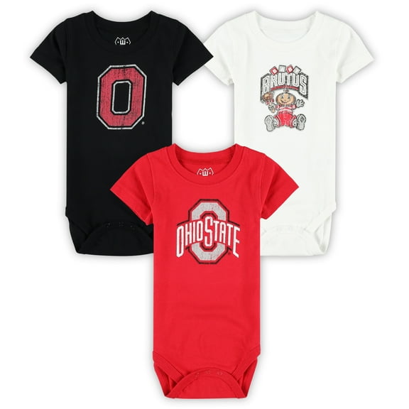Infant Wes & Willy Ohio State Buckeyes Three-Pack Bodysuit Set