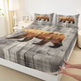 thumbnail image 3 of Homewish Safari Animal Bear Twin Sheet Sets,Rustic Pine Tree Twin Fitted Sheet,Orange Gray Flat Sheet For Boys Kids,Breathable Home Decor,3 Pieces, 3 of 7