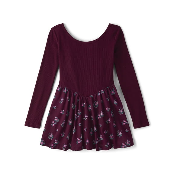 The Children's Place Scoop Neck Long Sleeve Floral V-Waist Dress, Sizes XS-XXL