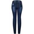 thumbnail image 2 of 2Luver, Women's, Stretchy 5 Pocket Skinny Distressed Denim Jeans, Denim Blue, 15, 2 of 2