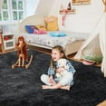 thumbnail image 2 of Ultra Soft Rug for Living Room, 3X5 Fluffy Shag Area Rug for Bedroom, Modern Shaggy Carpets Fuzzy Rug for Teens Dorm Nursery Home Decor Aesthetic, Upgrade Anti-Skid Durable, Black, 2 of 18
