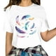 thumbnail image 1 of Blusas de Primavera para las Mujeres Crewneck Pluma Impresión Camiseta 95% Poliéster 5% Spandex, Moda Cómodo Top para las Mujeres de Uso Diario Y de Fiesta, 1 of 9