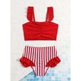 thumbnail image 4 of Toddler Girl's Red & White Striped Ruffle Two-Piece Swimsuit, 4 of 7