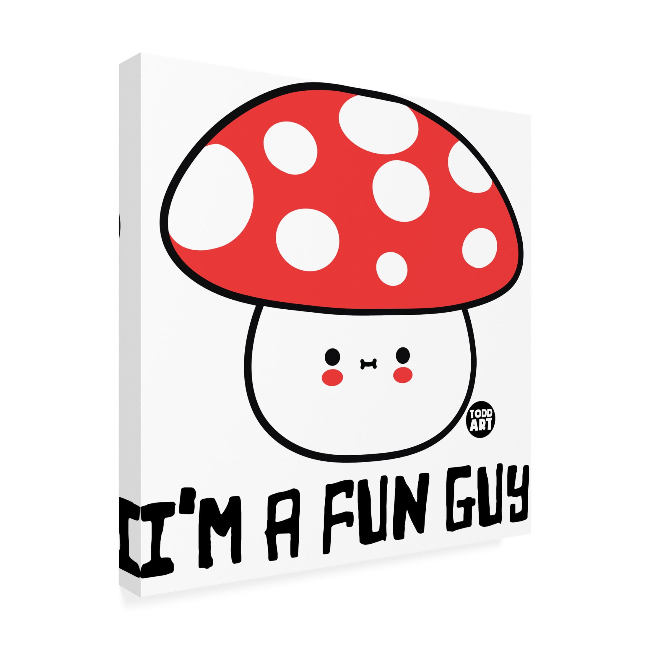 Canvas Wall Art - toddart 'Fun Guy Mushroom' Wall Art for Living Room, Bedroom, or Office Décor by Trademark Fine Art - 24 x 24 Inches