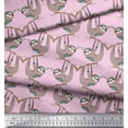thumbnail image 2 of Soimoi Rayon Fabric Feather,Branch & Sloth Cartoon Print Fabric by Yard 56 Inch Wide, 2 of 3