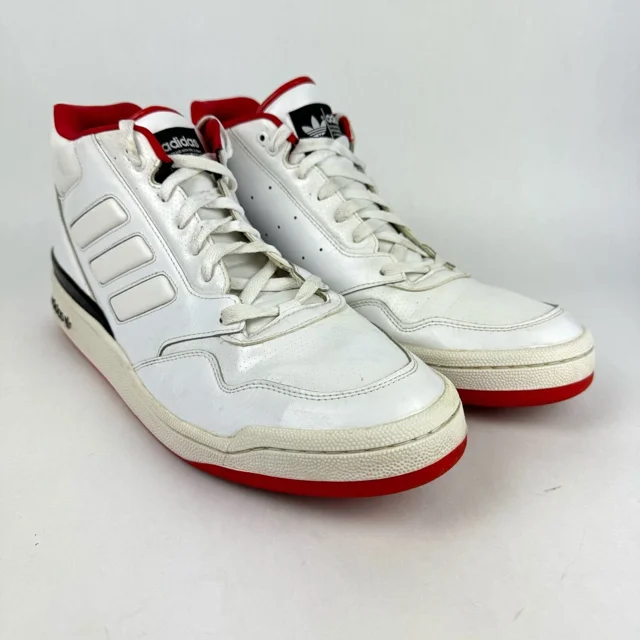 Adi - das Mens White Red High Top Basketball Shoes Sneakers Size 17 US EVM 004001
