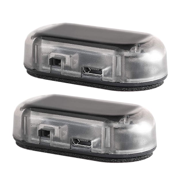 2 Pcs Car Solar Power Simulated Dummy Alarm Warning Anti-Theft Led Flashing Security Light Fake Lamp Blue & Red