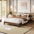 thumbnail image 1 of Tamaño completo platform marco de cama con underbed almacenamiento - 10.24-pulgada clearance, wood y metal slat support, no cabecero, no necesita colchón base, effortless assembly - walnut, 1 of 8