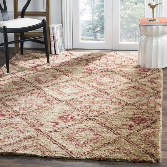 SAFAVIEH Bohemian Tanzil Geometric Area Rug, Natural/Red, 8' x 10'