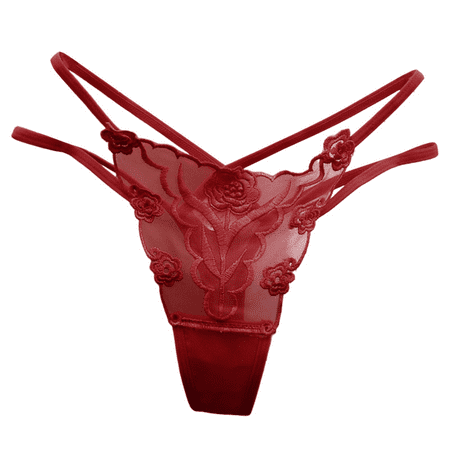 Fulorrnie Women s Sexy Lace Panties Floral Embroidery  Sheer Mesh Cutout Design  Low Rise Thong Cotton Gusset Underwear    XXL