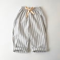 thumbnail image 2 of Xyant Kids Cotton Linen Pants Toddler Boys Girls Trousers Casual Striped Long Pant Rubber Waist Beach Pants (Grey,3-4 Years), 2 of 7