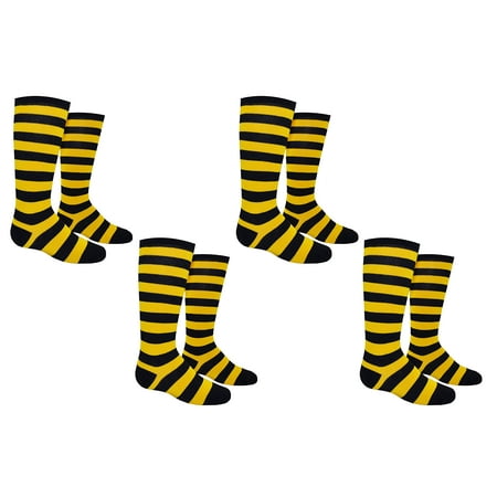 

Sock House Co. Rugby Knee High Socks (4 Pair) - Youth Striped Sport Novelty Socks - Fits Kids Shoe Size: 9-3 (Gold/Black)