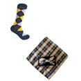 thumbnail image 1 of Triple M Plus Novelty Men's Argyle Socks with Bowtie and Pocket Square Set In Navy with Gold Yellow and Gray Color, 1 of 1