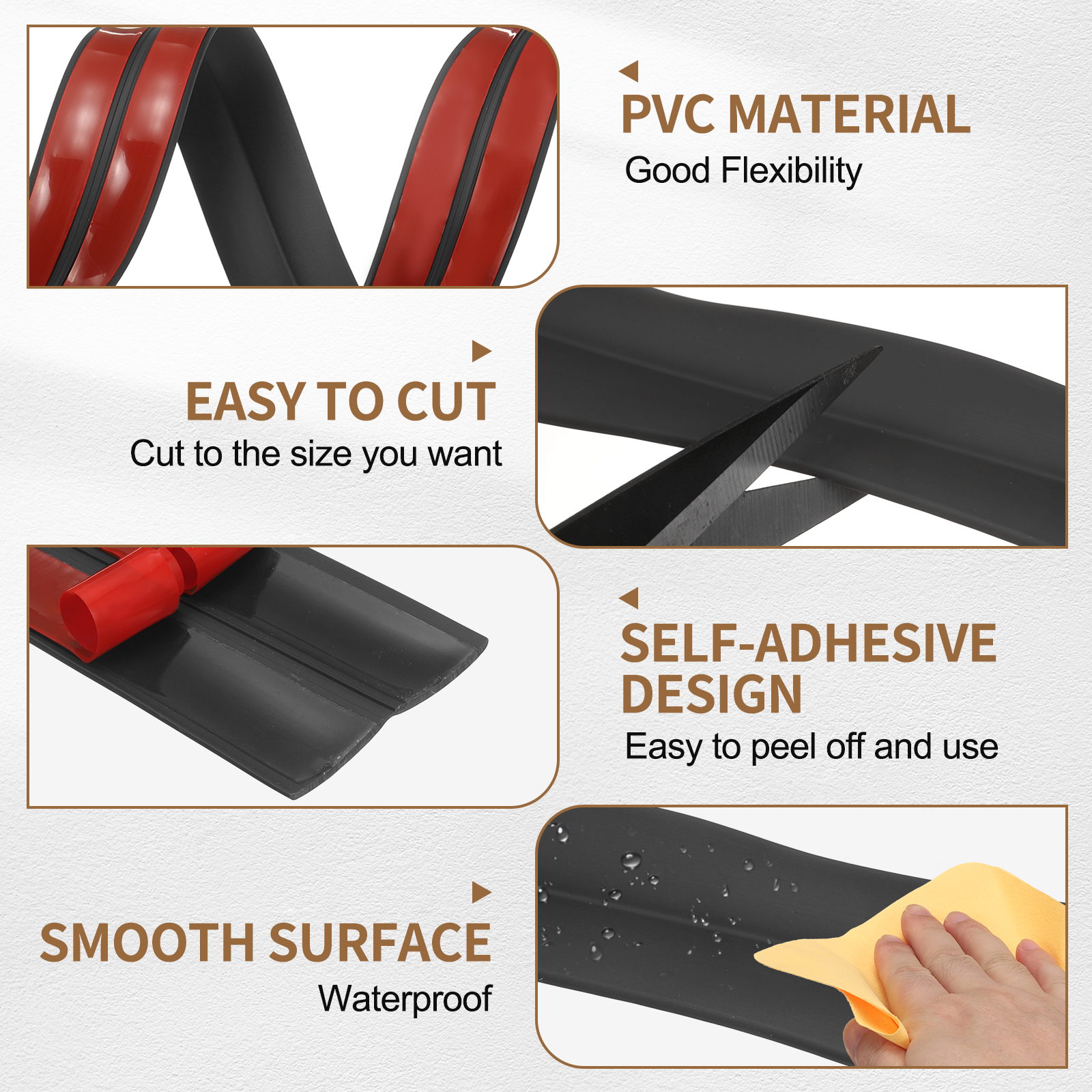 Uxcell Protector 1.6"x29.5 ft Self Adhesive Guard Black for Wall Table Floor