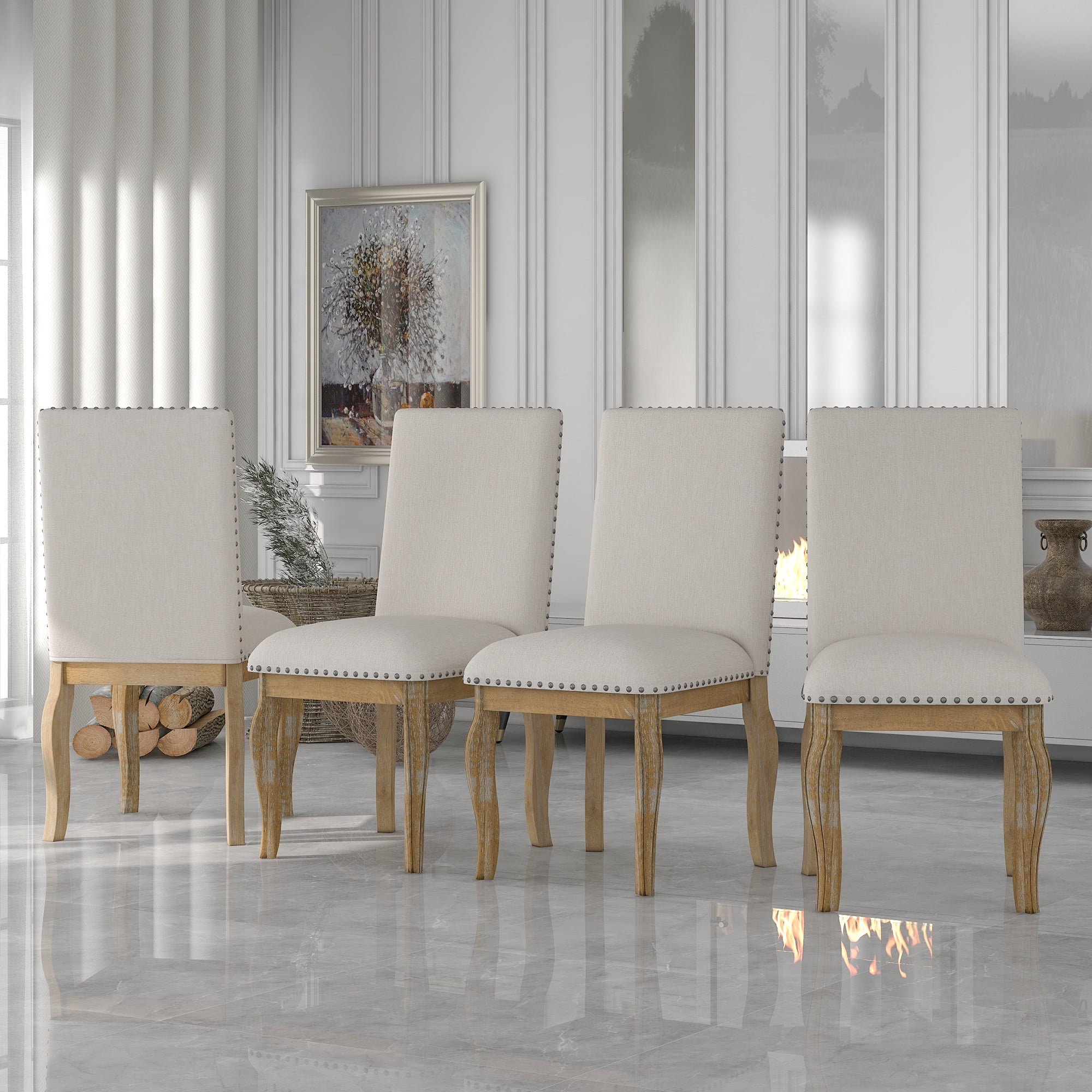 KUIKUI Set Of 4 Dining Chairs Wood Upholstered Fabirc Dining Room kuikui-set-of-4-dining-chairs-wood-upholstered-fabirc-dining-room
