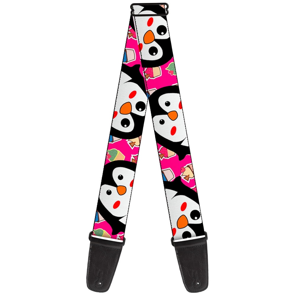 Buckle-Down Guitar Strap, Penguins Cupcakes Fuchsia Multi Color, 2 Inches Wide