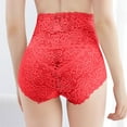 thumbnail image 3 of Ohufall Women's Plus Size Panties Sexy Solid Floral Pattern Lace Underwear High Waist Tummy Control Brief, 3 of 4