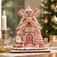 thumbnail image 4 of syligr Wooden Christmas House Ornament, Gingerbread Windmill House Christmas Tabletop Decoration for Mantel Shelf, Holiday Home Decor for Office, Party Gift, 6Inch, Pink, 4 of 7