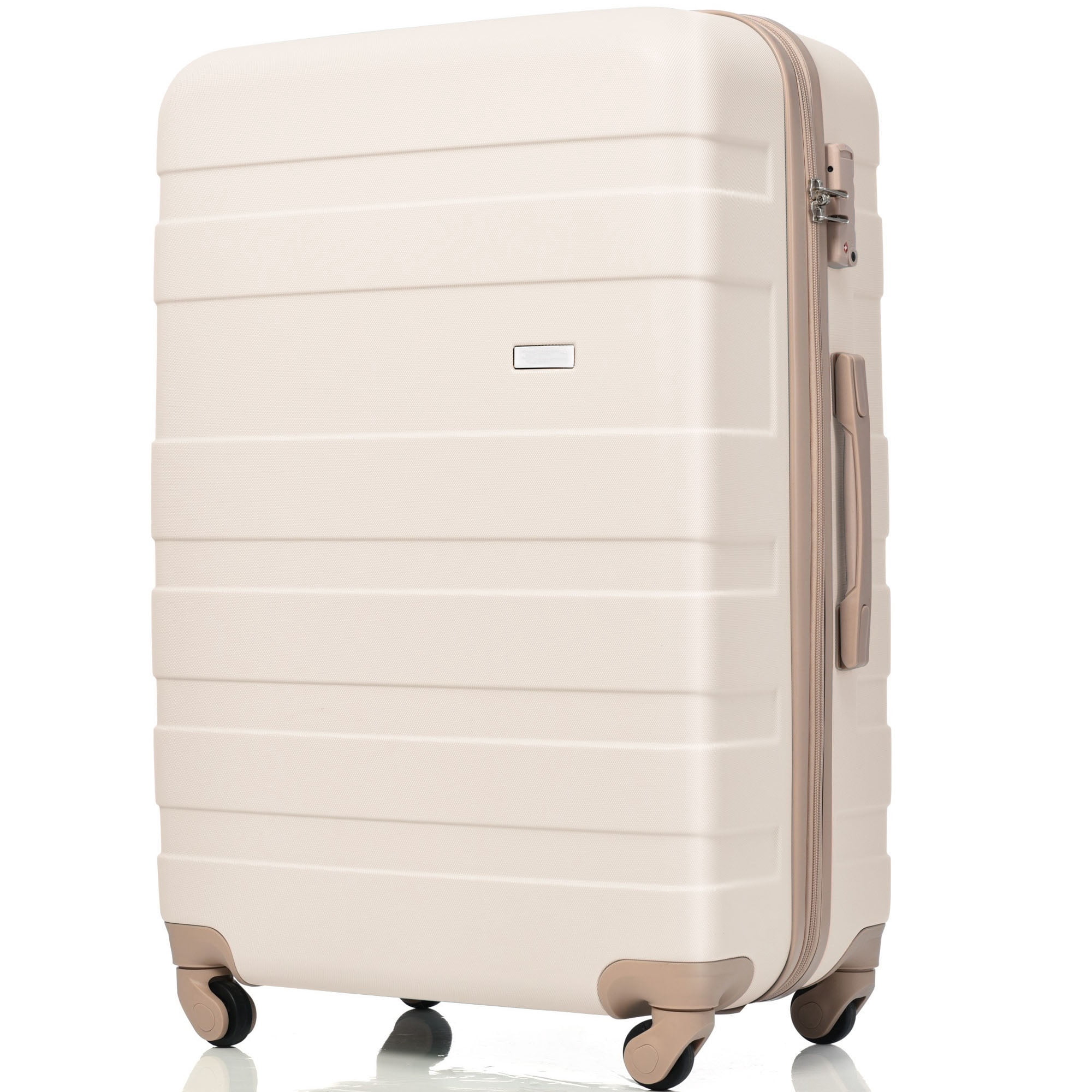 Euroco 3 Piece Luggage Sets,ABS Hardside Suitcase Set with TSA Lock and Spinner Wheels,Lightweight Travel Luggage set (20"/24"/28") for Men Women,Ivory & Golden