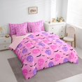 thumbnail image 2 of Homewish Hipple Skull 7-Piece King Bedding,Halloween Bats King Bed in a Bag,Pink Purple,Pink Reversible, 2 of 8