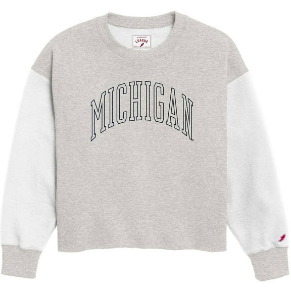 Women's League Collegiate Wear Gray Michigan Wolverines Reverse Fleece Cropped Pullover Sweatshirt