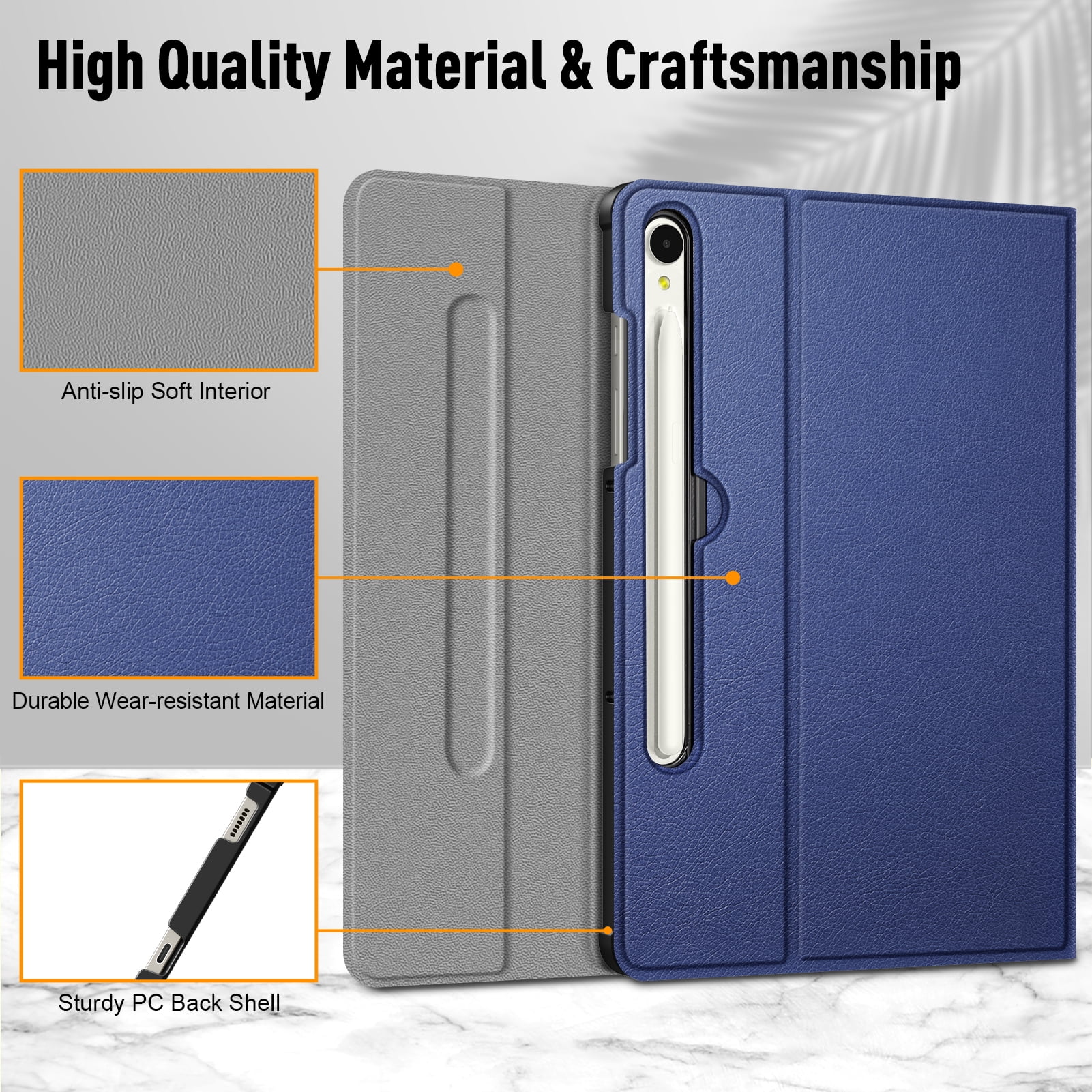 Fintie Keyboard Case for Samsung Galaxy Tab S9 11 Inch 2023 Model (SM-X710/X716B/X718U) with S Pen Holder, Slim Stand Cover Detachable Wireless Bluetooth Keyboard, Navy
