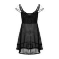 thumbnail image 3 of ITFABS Robe d'Été pour Femmes, Dentelle à Coutures, Col en V, Manches Courtes Courtes, Taille Ajustée, Jupe Trapèze pour Dames, 3 of 9