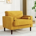 thumbnail image 6 of DREAMSIDEA Modern Upholstered Corduroy Accent Chairs Comfy Armchair Reading Chair with Pillows for Living Room Bedroom Reading Room,Yellow, 6 of 8