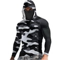 thumbnail image 2 of Ceisia Camouflage Print Hooded Top Men's Slim Fit Long Sleeve UV Protective Face Mask Shirt Gray XL Gifts, 2 of 5
